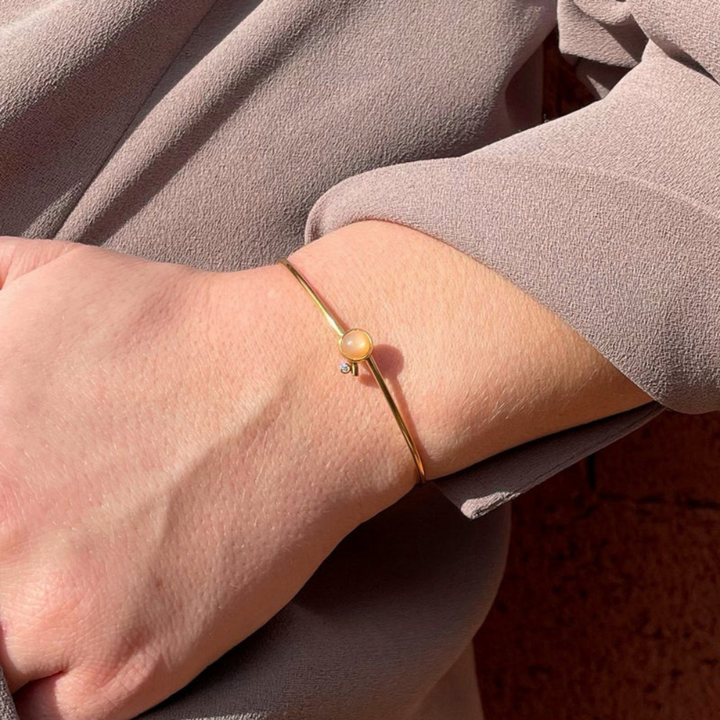 Heiring – Koulè armring i forgyldt sølv med aquamarine og diamant - 53-5-13fg