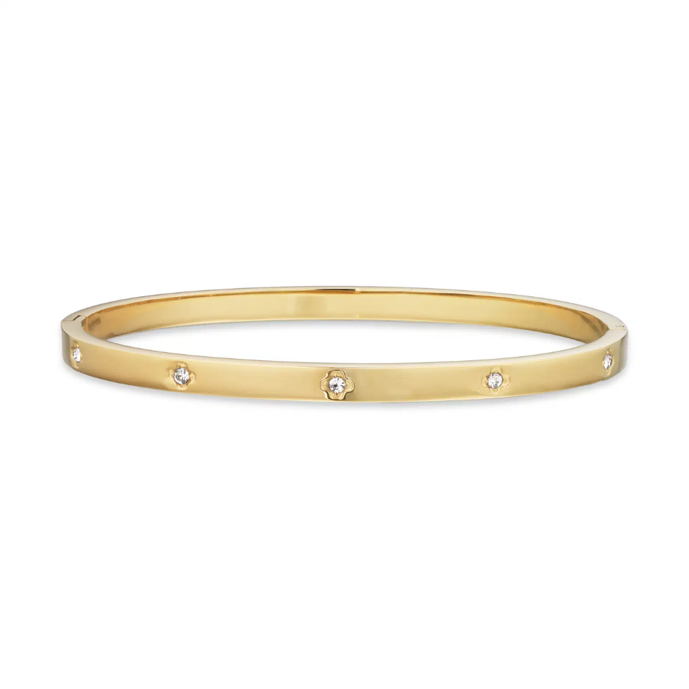 Molly - Armring med klik lås i guldfarvet stål og sten af krystal - st60005