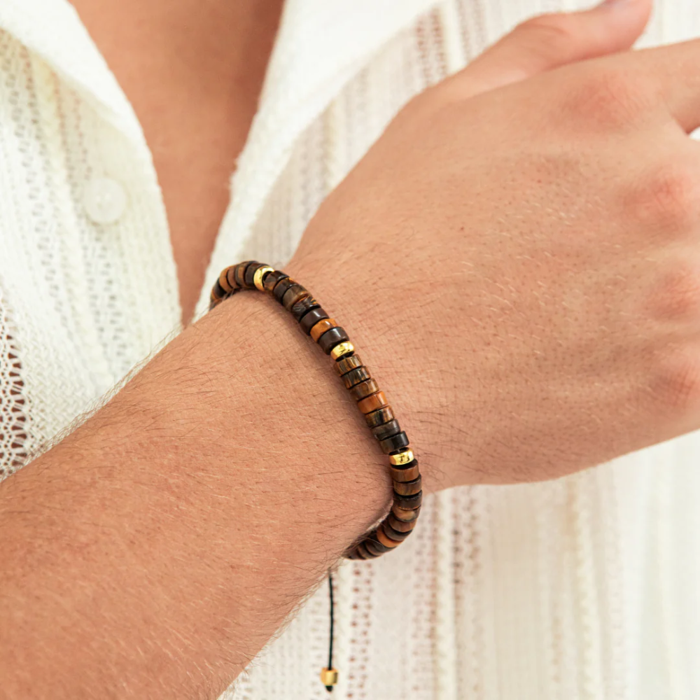 Alexander Lynggaard - Tiger Øje Heishi Braided armbånd, 6mm  – b00202