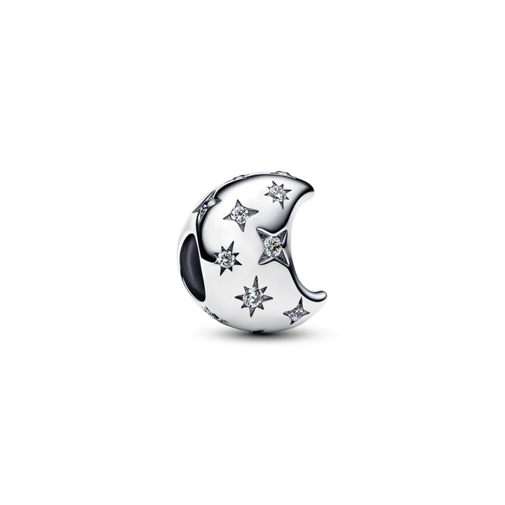 Pandora - Måne charm i sterling sølv med sten - 794254c01