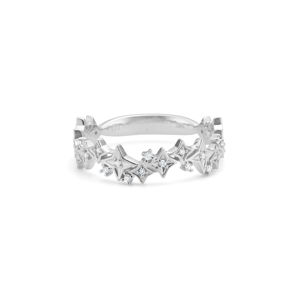 Mads Z - Vesper Ring med stjerner og sten i rhordineret sølv - 2147198