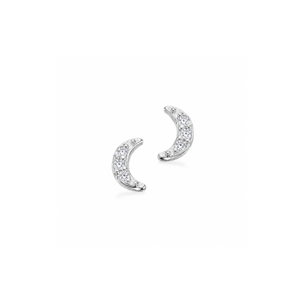 Scrouples - Måne mini ørestikker med sten i sterling sølv - 157782s