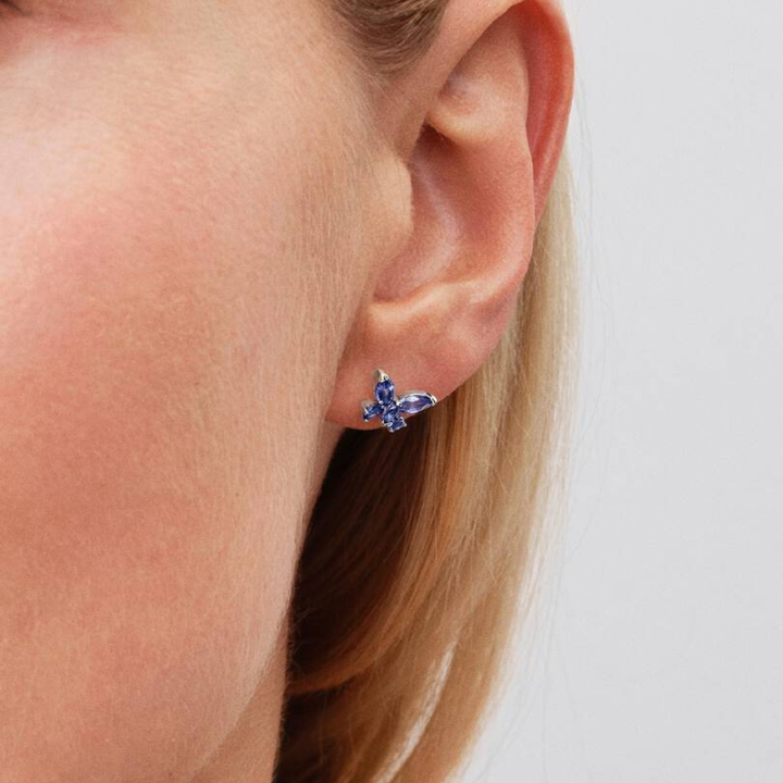 Pandora - Sommerfugle ørestikker i sølv med blå krystaller - 294230c01