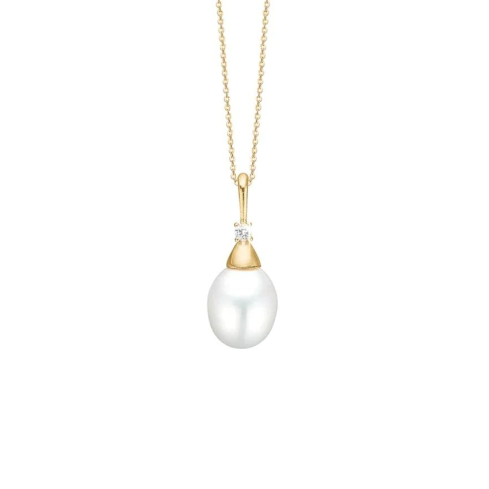 Aagaard - 8 karat guld perle vedhæng med halskæde - 1680-g8-28-45