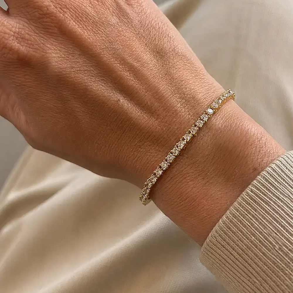 Molly - Tennisarmbånd i forgyldt messing - st30103a,m