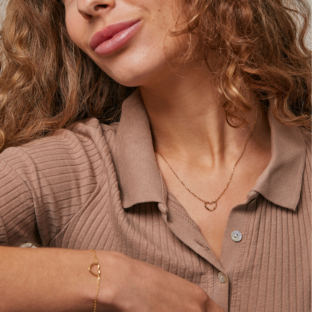 Enamel - Organic Heart halskæde i forgyldt - N102GM