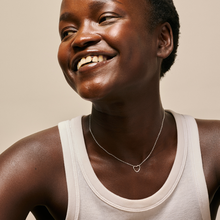 Enamel - Organic Heart halskæde i sølv - N102SM