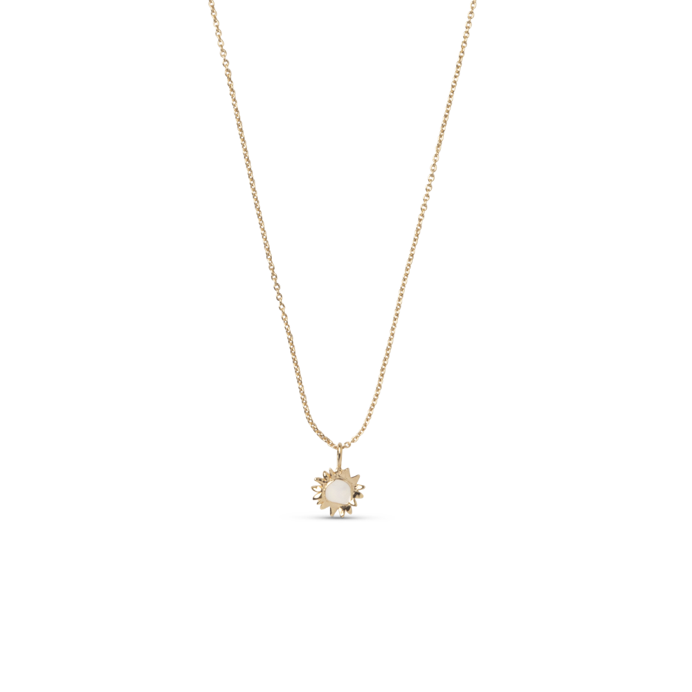 Enamel - Sunshine Daisy halskæde i forgyldt sølv - N136G