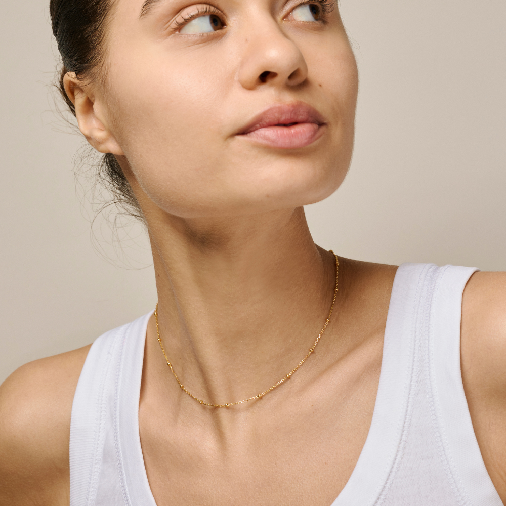 Enamel - Beaded Chain halskæde i forgyldt - N141G