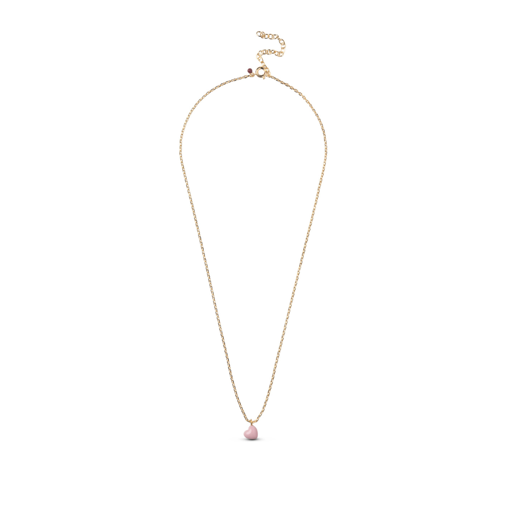 Enamel - Grand Amore Soft Rose halskæde i forgyldt messing - N162GB-SoftRose