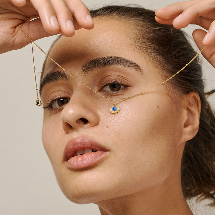 Enamel - Soleil halskæde i forgyldt - N41GM-Cornflower