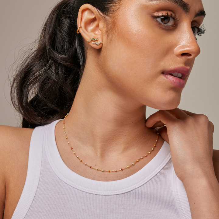 Enamel - Lola Rainbow halskæde i forgyldt - N55G-Rainbow