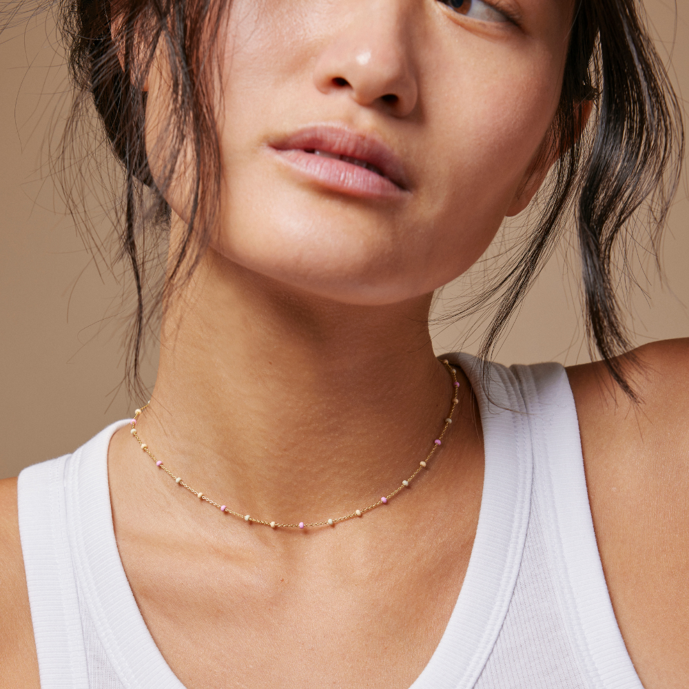 Enamel - Lola Tropical halskæde i forgyldt - N55G-Tropical