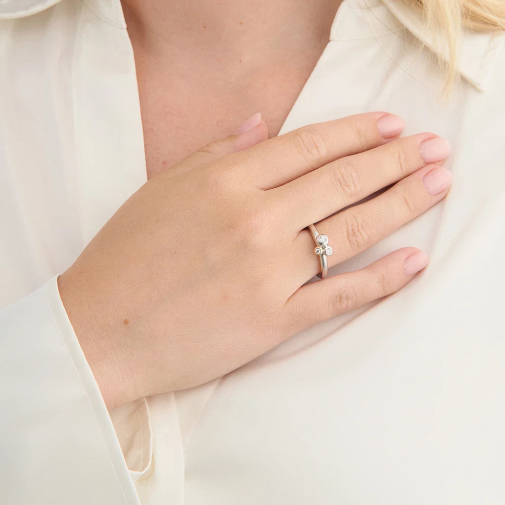 Mads Z - Nola sølv og guld ring med sten af zirkonia - 2147182