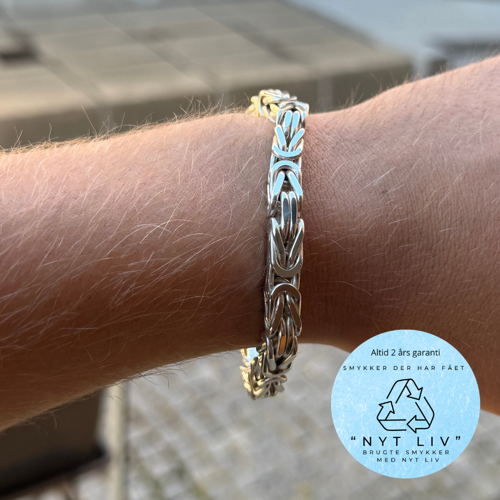 Nyt Liv - Kongekæde armbånd i sterling sølv, 7 mm bred - NL1