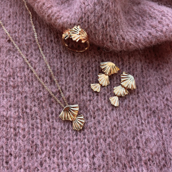 Scrouples - Bevægelige vifte ørestikker med plissé overflade - 164602