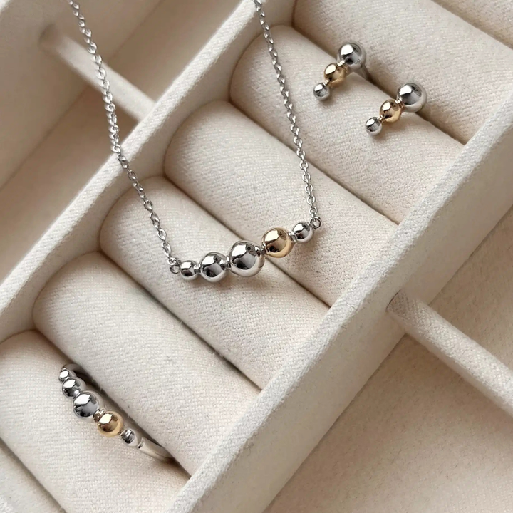 Scrouples - Kugle ørestikker i sølv og 8 karat guld - 163022