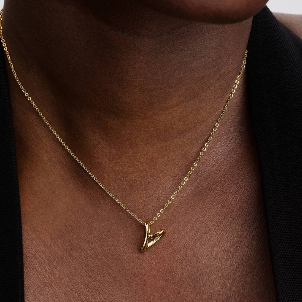 Pandora - Organisk formmet hjerte halskæde i guldbelagt - 364360c00-45