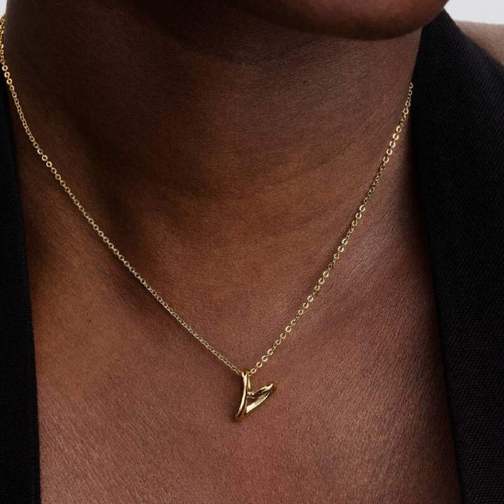 Pandora - Organisk formmet hjerte halskæde i guldbelagt - 364360c00-45