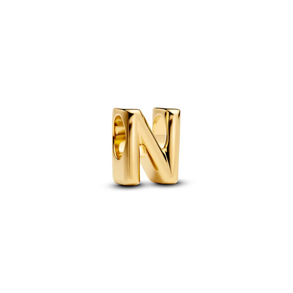 Pandora - Forgyldt N bogstav charm - 763960c00