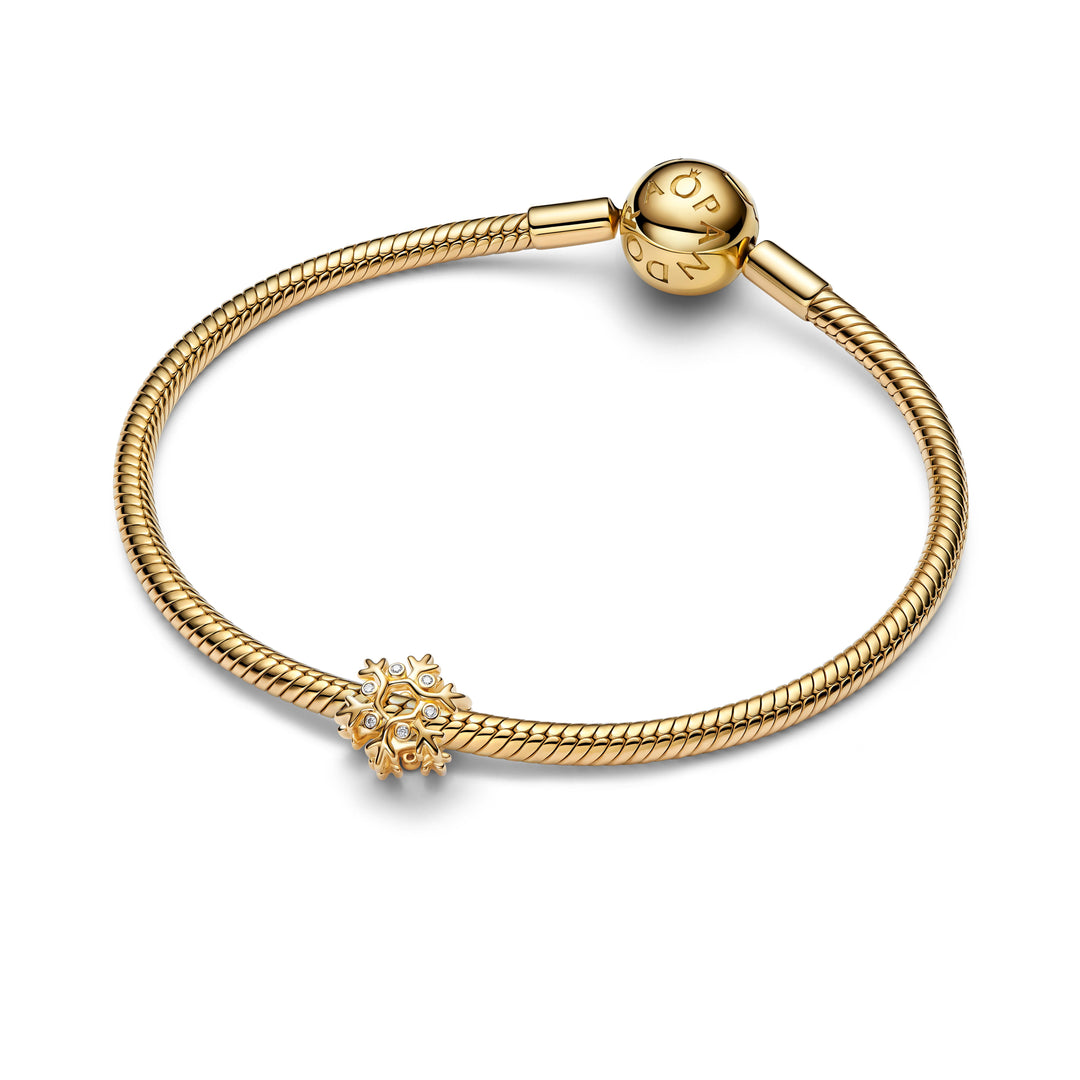Pandora - Snefnug charm i guldbelagt med sten af zirkonia - 764249c01