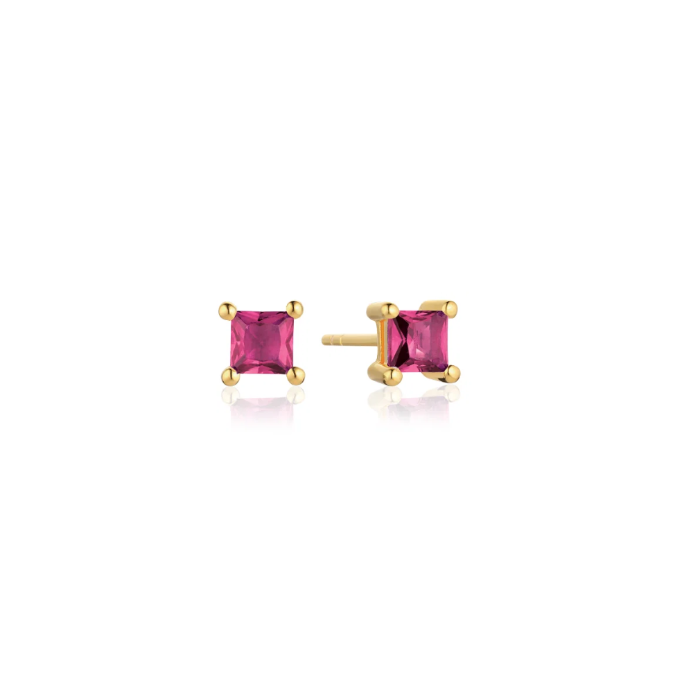 Sif Jakobs - Ellera Quadrato ørestikker med pink zirkonia - e42277-pkcz-yg