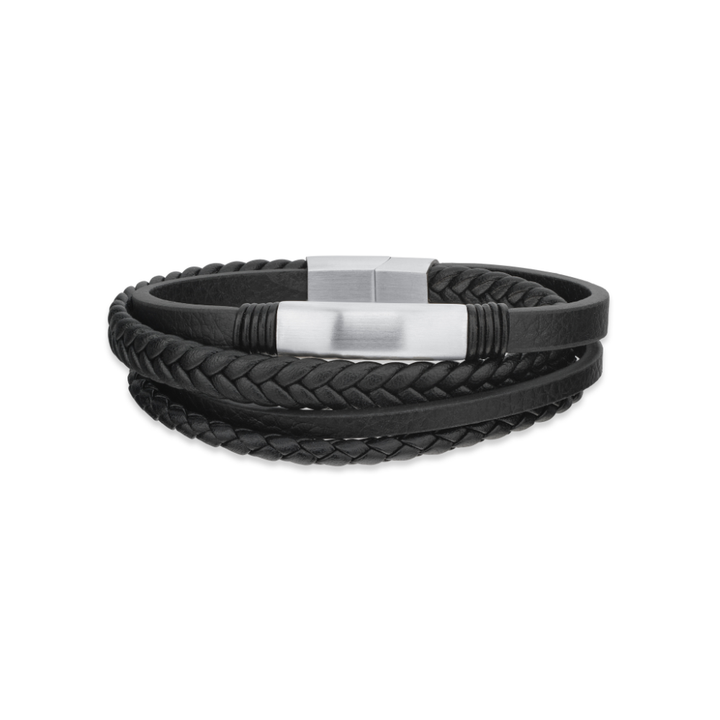 Scrouples - Herre armbånd i læder med 4 rækker og plade - 04091