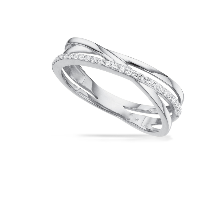 Scrouples - Sølv ring med trådbånd og zirkonia - 729902