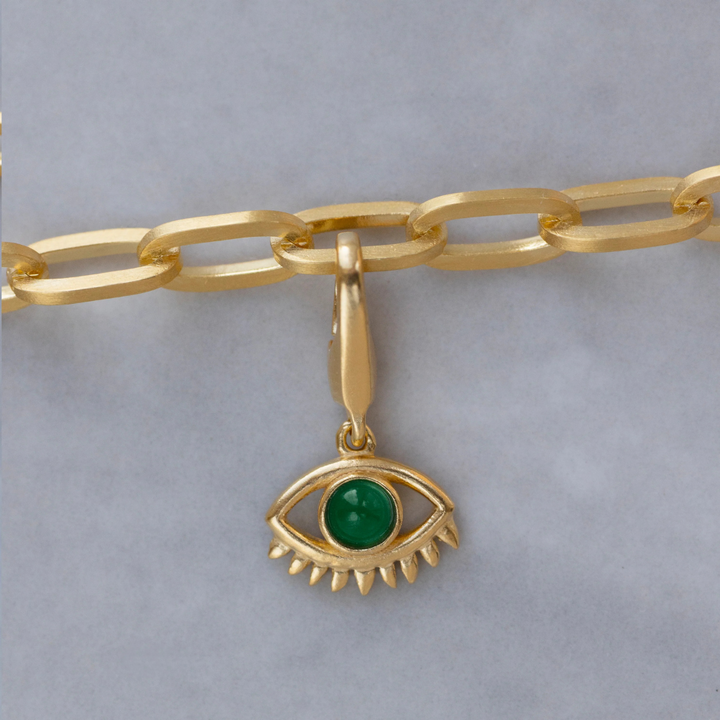 byBiehl - Protective Evil Eye Charm i Guldbelagt med grøn agat - 7-5216-gp-b