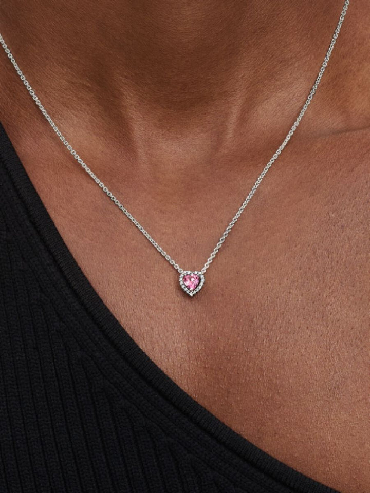 Pandora - Pink hjerte i sølv halskæde - 398425c02-45