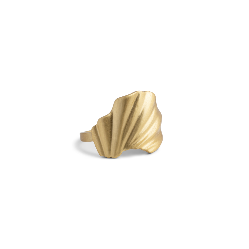 Enamel - Wave justerbar ring i forgyldt messing - R104GB