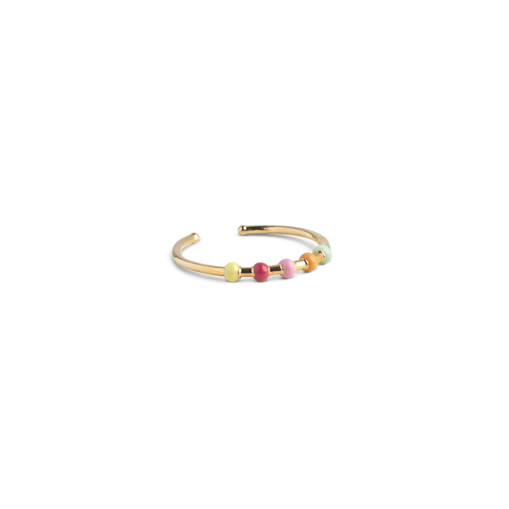 Enamel - Lola Rainbow justerbar ring i forgyldt messing - R105GB-Rainbow