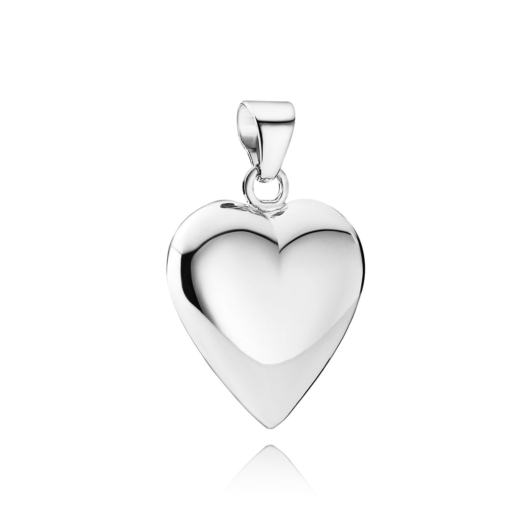 BNH - Klassisk sølv hjerte vedhæng - (Vælg selv størrelse)