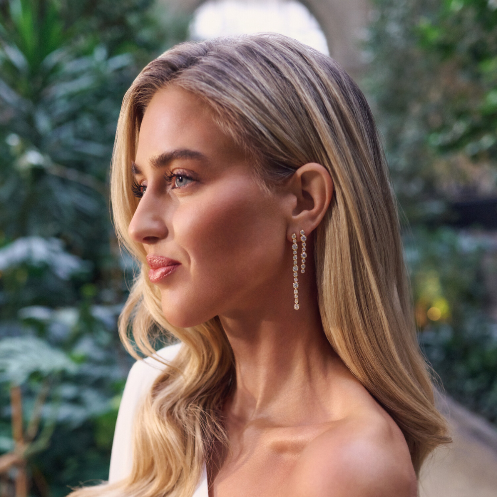 Sif Jakobs - Sardinien Lungo øreringe i forgyldt sølv med zirkonia, 34 mm - e2770-cz-yg