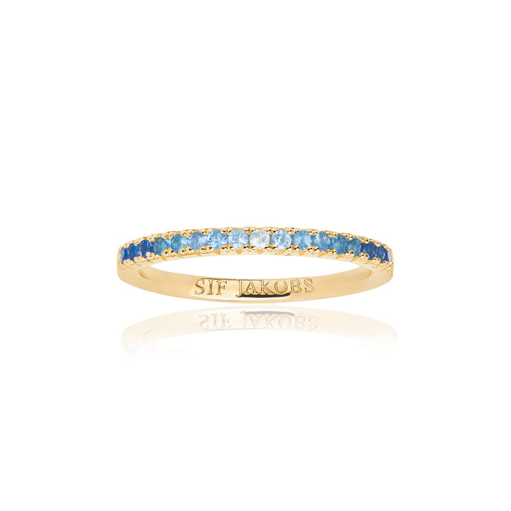 Sif Jakobs - Ellera guldbelagt ring med blå sten der fader - r2869-gbl-yg