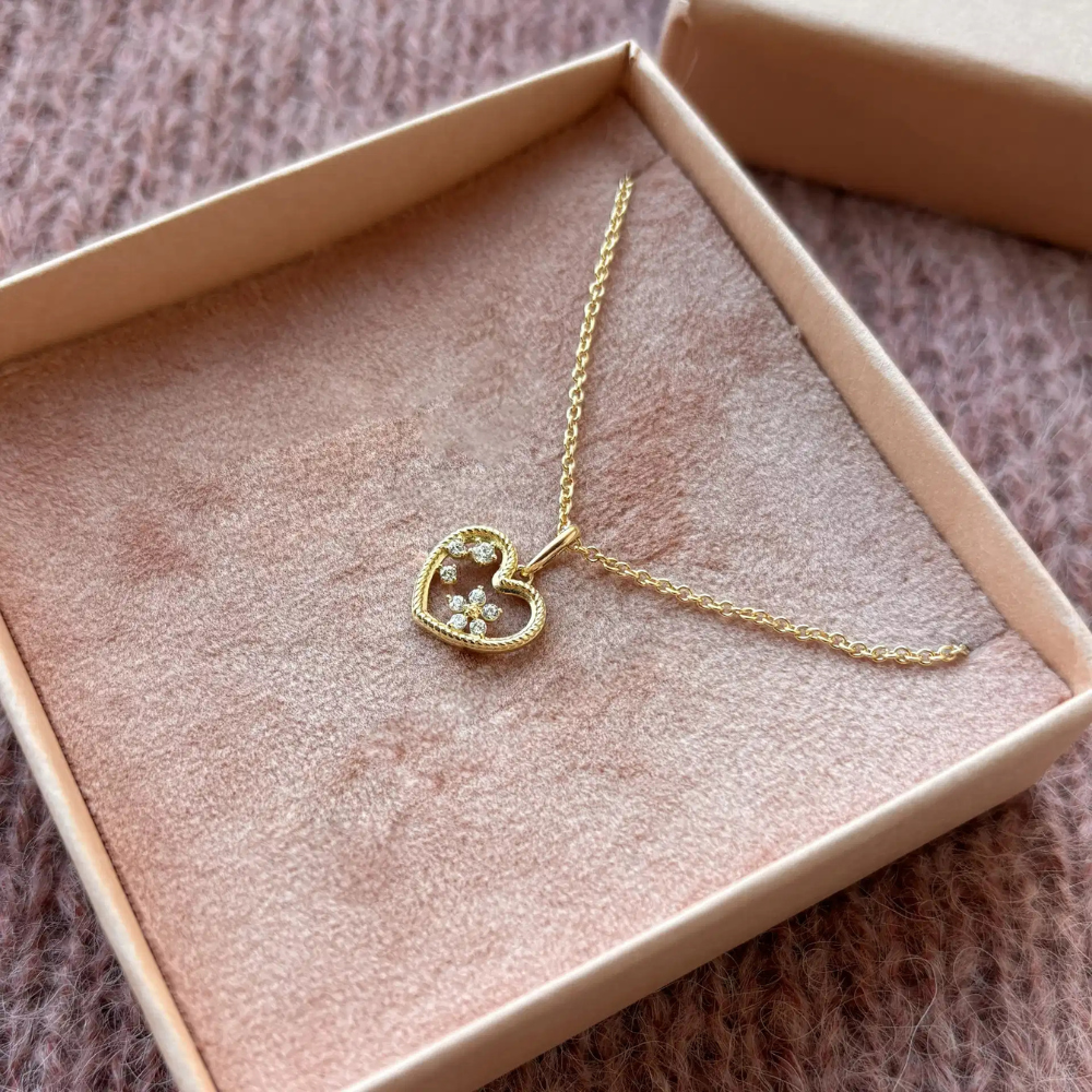 Scrouples - 8 karat guld hjerte vedhæng med sten - 215693