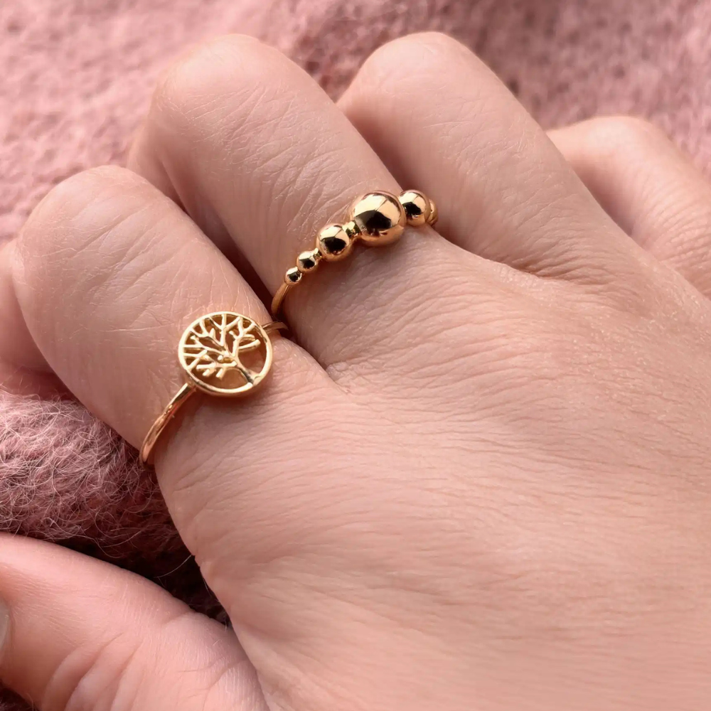 Scrouples - 8 karat guld blank poleret kugle ring - 715523