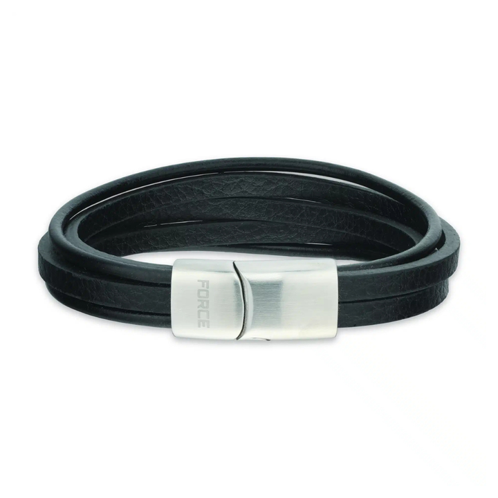 Scrouples - Force herrearmbånd i 5rækker sort læder - 04081a,m