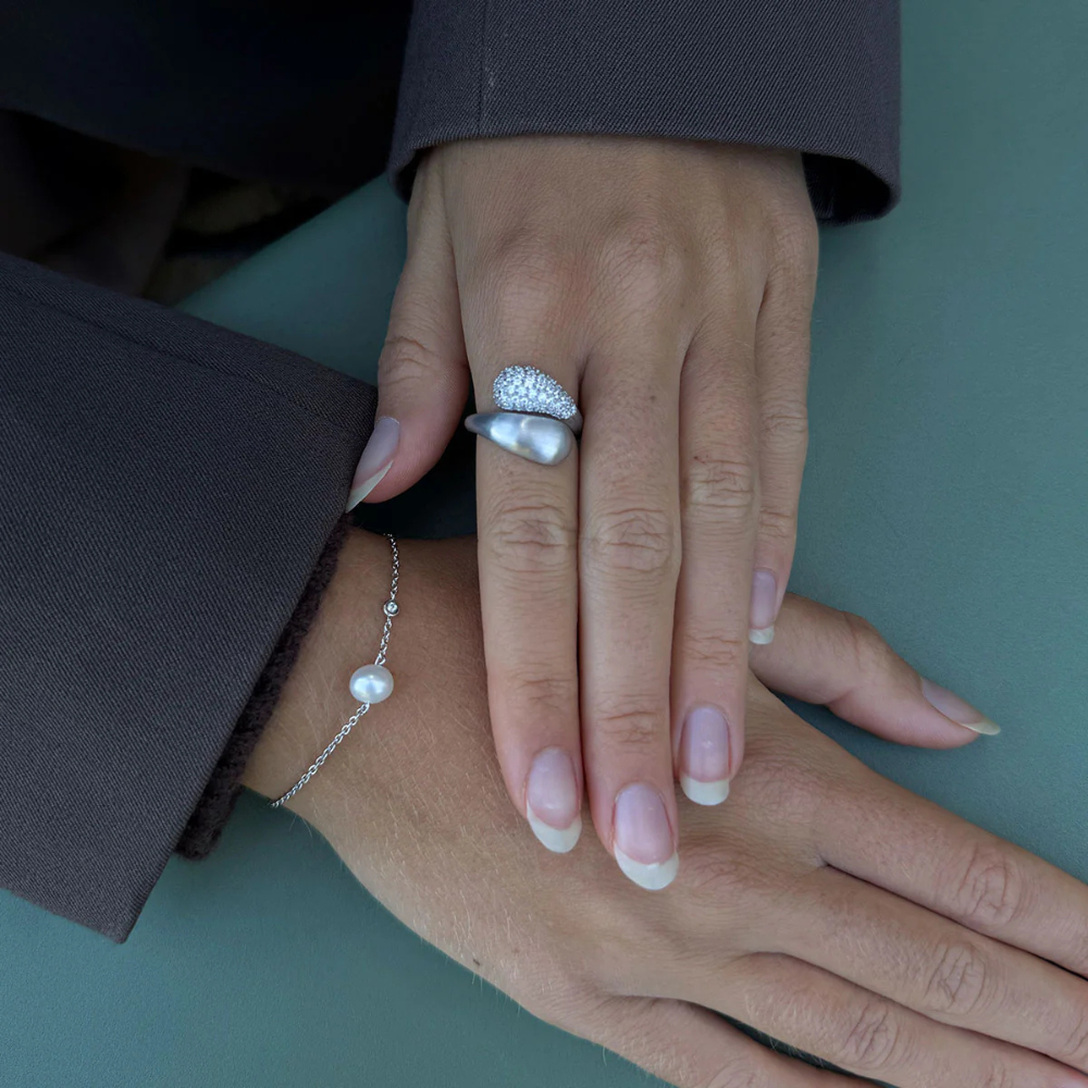 byBiehl - Sølv ocean flow duo ring med zirkonia sten - 5-4207a-r