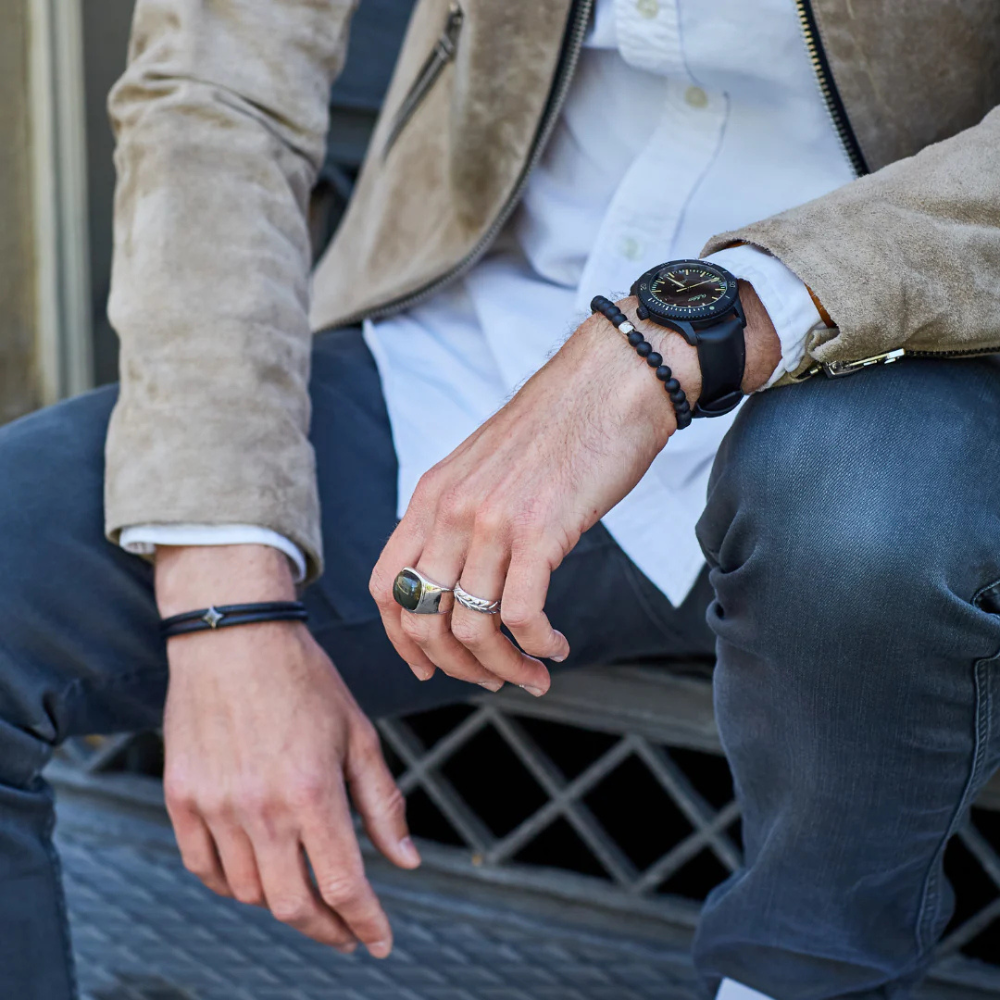 Alexander Lynggaard - Signet ring i sølv med Obsidian - h10080