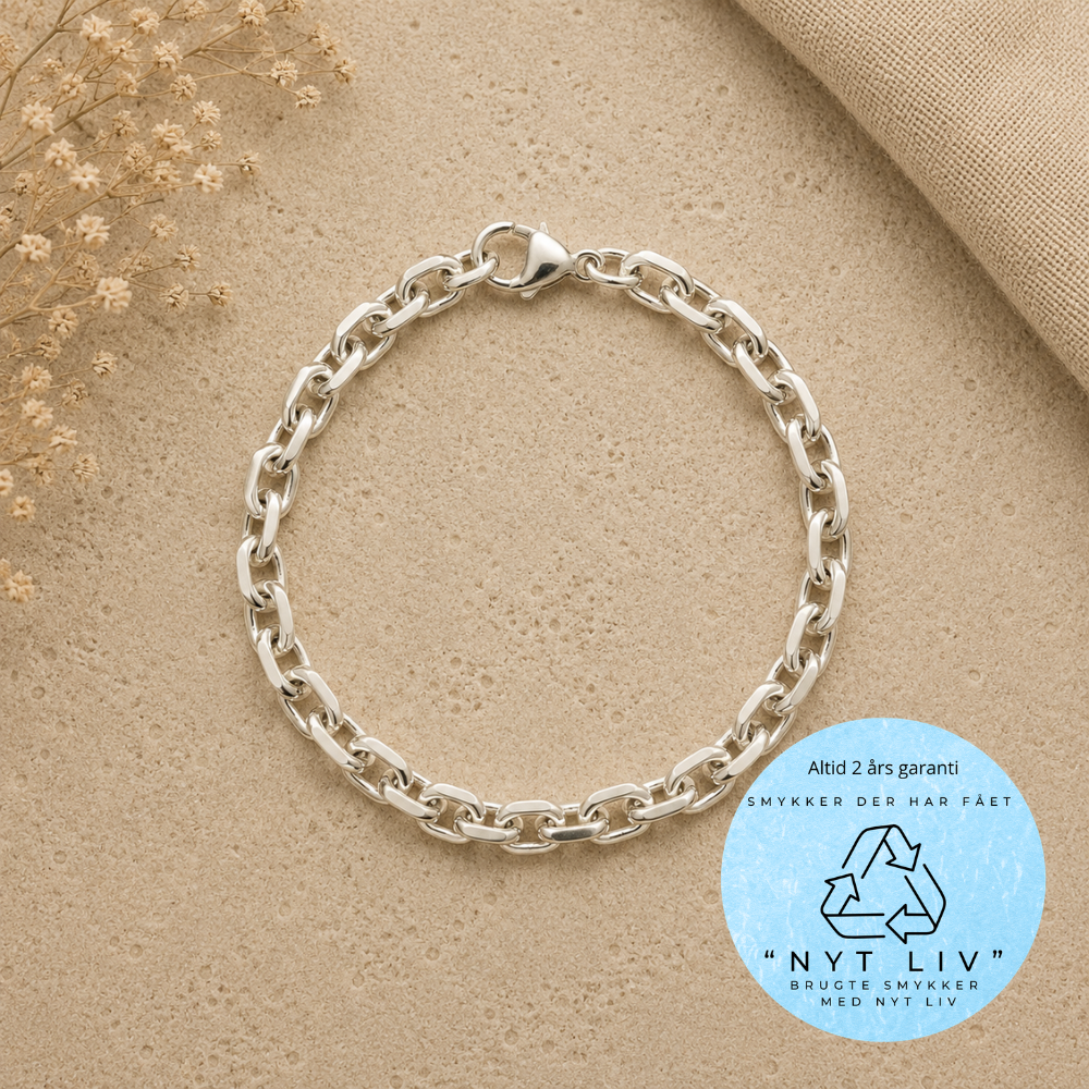 Nyt Liv - Anker Facet sølv armbånd, 5,3mm bred - 17,5cm - NL9