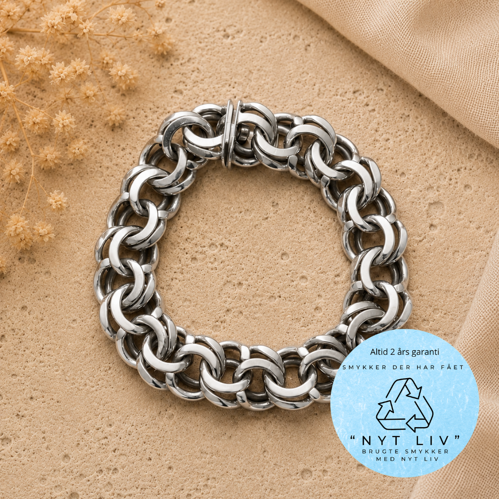 Nyt Liv - Bismark Sølv armbånd, 15mm bred, 19cm - NL15