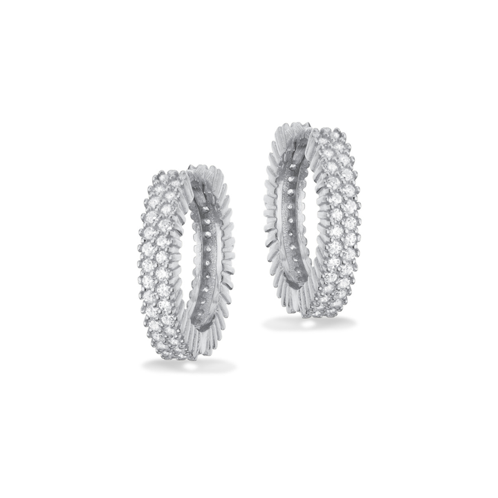 Scrouples - Sterling sølv creoler i sølv med dobbelt række sten - 164772