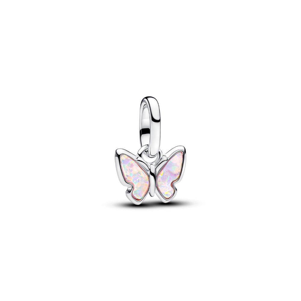 Pandora - Sommerfugl minicharm med Lyserød lab opal - 793825c01
