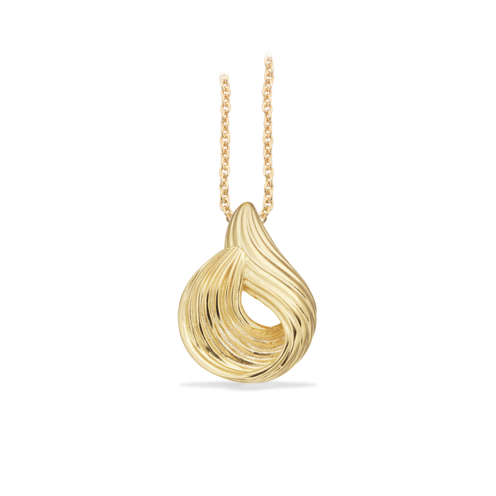 Scrouples – Forgyldt sølv halskæde med struktur dråbe vedhæng - 241412