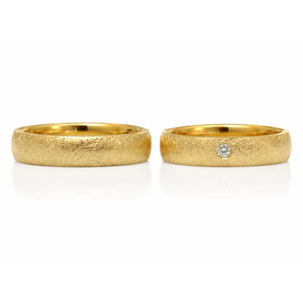 Lind Design - 14 karat guld vielsesringe med iset overflade - CL4