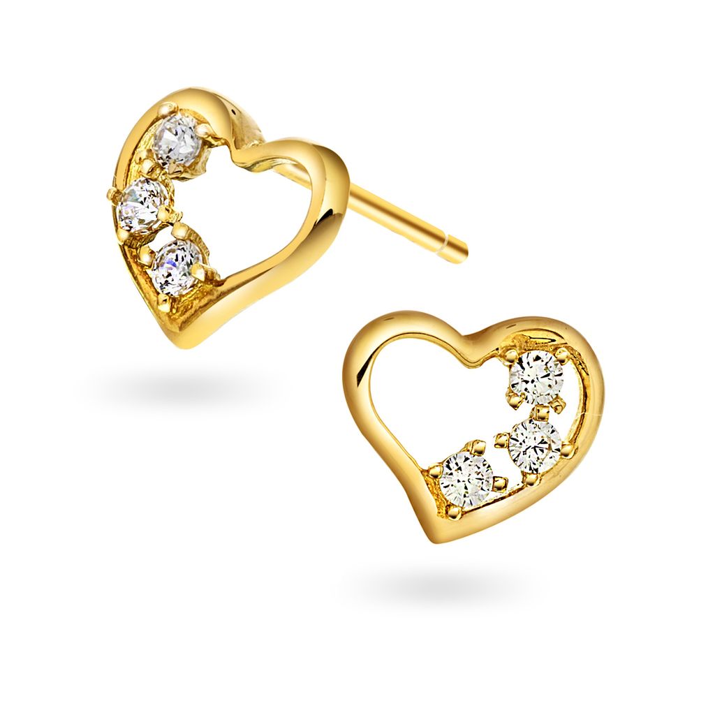 Arne Nordlie - 14kt guld ørestikker med hjerte og sten 