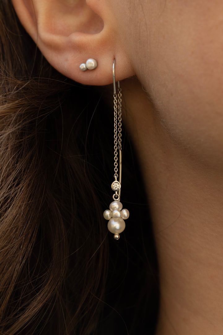 byBiehl - Pearl cluster hænge øreringe i sølv - 4-1509wp-r