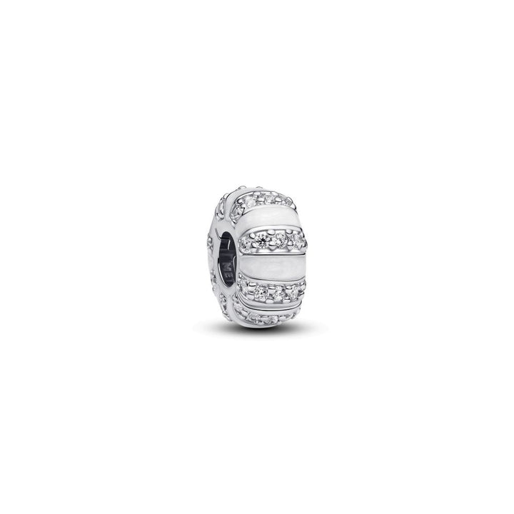 Pandora - Sølv charm med hvid emalje og sten - 793785c01