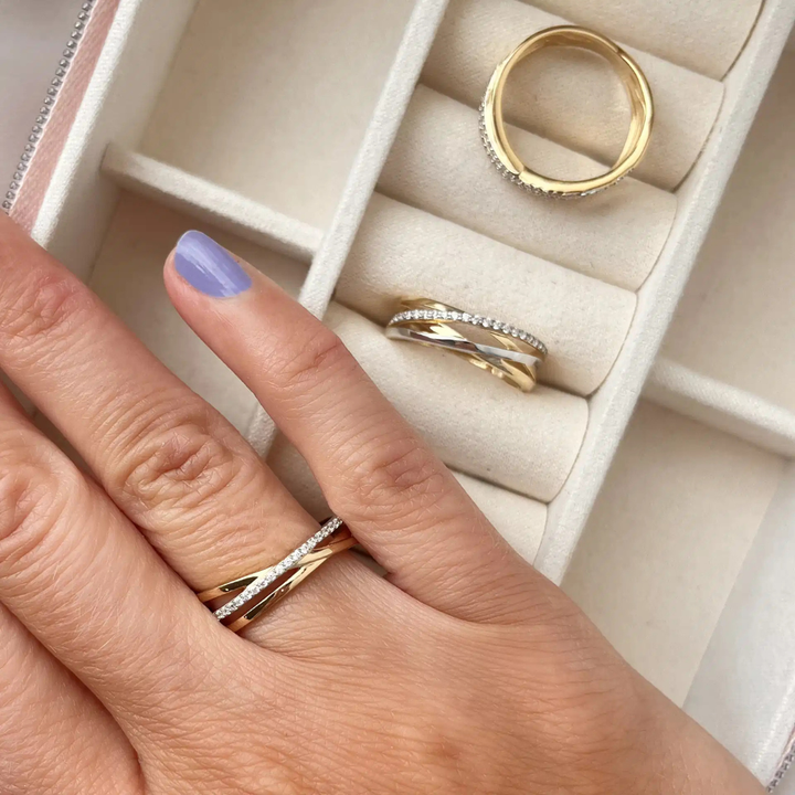 Scrouples - Trippel tråd ring med række af sten - 714654